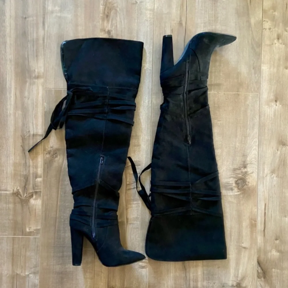 ShoeDazzle Reese Thigh-High Boot in Black